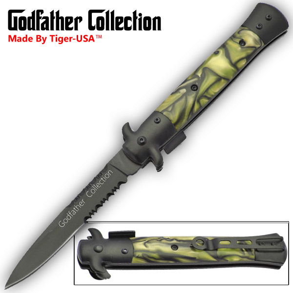 Trigger Assisted Godfather Stiletto Style Collection (Black/Yellow Pearl) CLD106