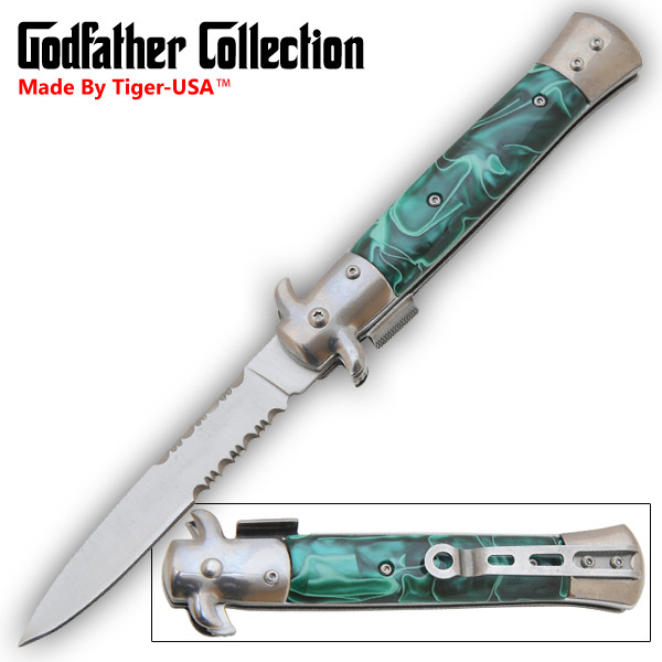 Trigger Assisted Godfather Stiletto Style Collection (Green Pearl) CLD98