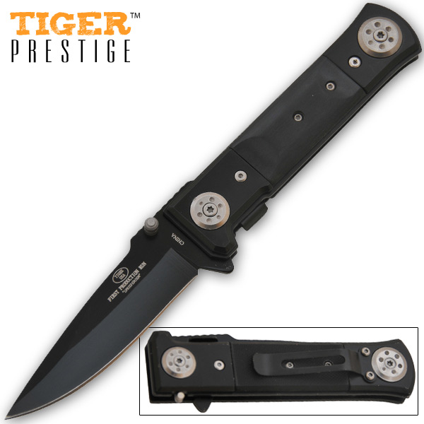 Trigger Assisted Tiger-USA Steroid Steel Knife - Black 1110-BK