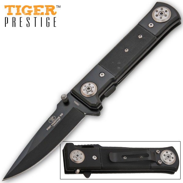 Trigger Assisted Tiger-USA Steroid Steel Knife - G-10 1110-BBK