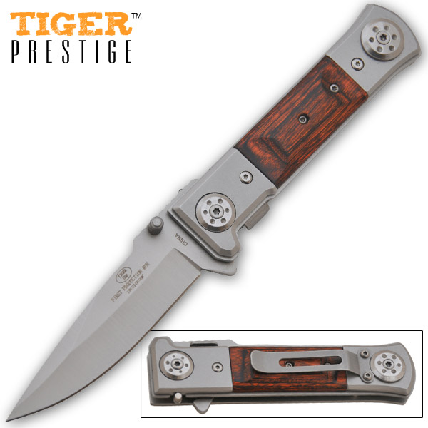 Trigger Assisted Tiger-USA Steroid Steel Knife - Silver 1110-SL
