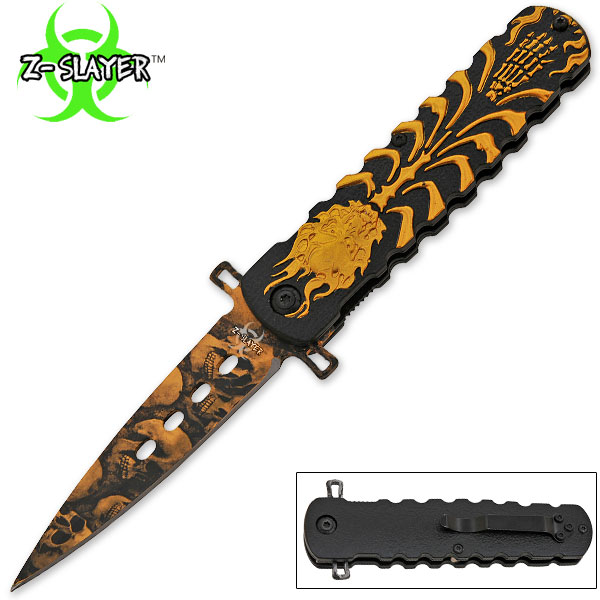 Z-Slayer Skeleton Fire Assisted Knife - Yellow TF-798-MR