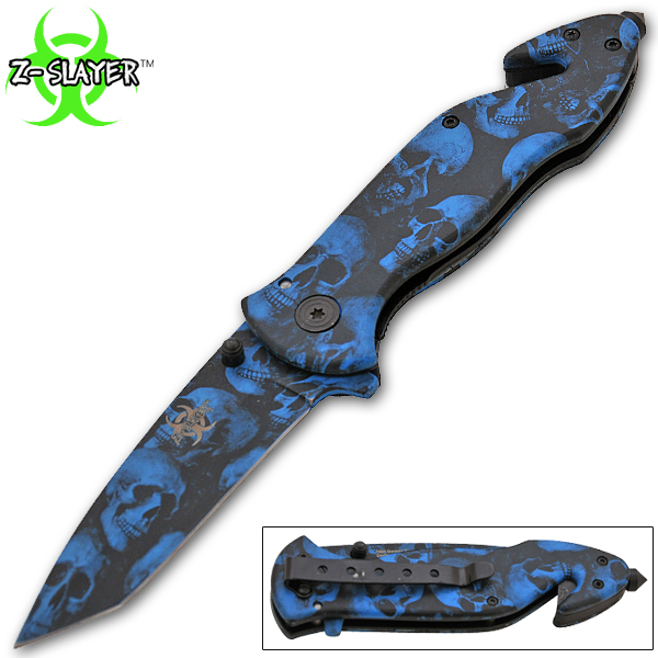 Spring Assisted Undead Slayer Knife, Blue