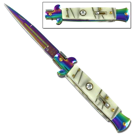 Switchblade Auto Knife Titanium Pearl