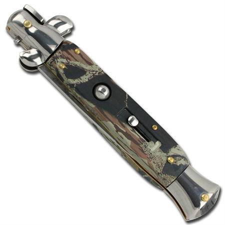 Silver Tree Switchblade Knife