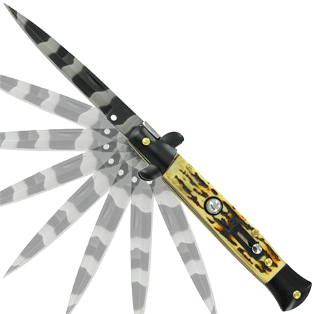 Tiger Camo Switchblade Knife
