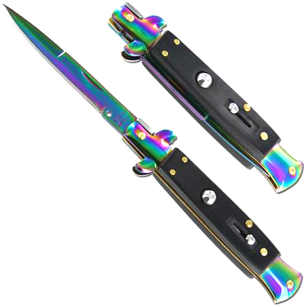 Switchblade Stiletto Knife, Titanium, 9 inches