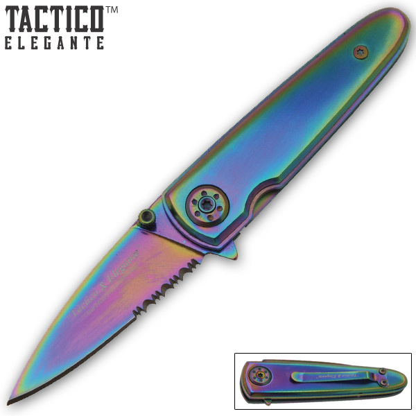 Tactico & Elegante - Spring Assisted Knife, All Rainbow