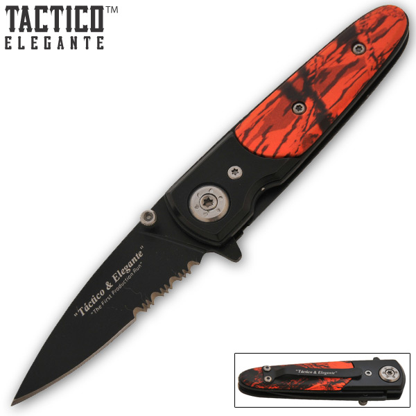 Tactico & Elegante - Spring Assisted Knife, Red Camo