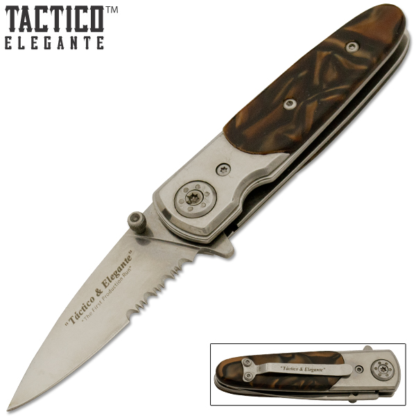 Tactico & Elegante - Spring Assisted Knife, Golden Pearl
