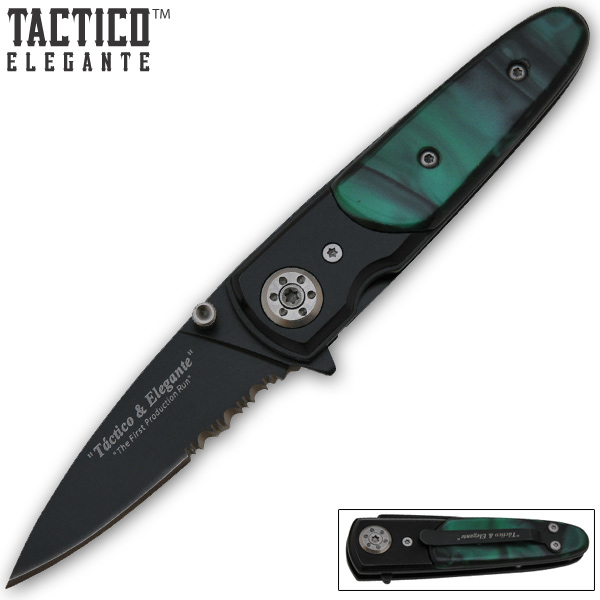 Tactico & Elegante - Spring Assisted Knife, Green Pearl