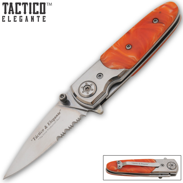 Tactico & Elegante - Spring Assisted Knife, Orange Pearl