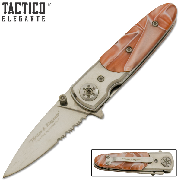 Tactico & Elegante - Spring Assisted Knife, Red White