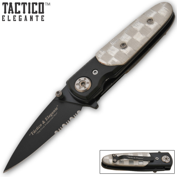 Tactico & Elegante - Spring Assisted Knife, Silver Check SV