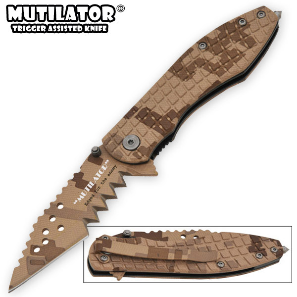 The Mutilator II - Spring Assisted Knife, Desert Camo
