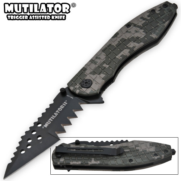 The Mutilator II - Spring Assisted Knife, Green Camo