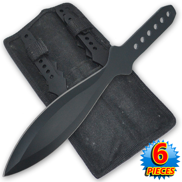11 Inch 6.4 Oz Black "Tiger Thrower" Throwing Knives (Set of 6) TK-40-11-BK