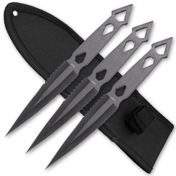 3 PCS 8 Inch Tiger Throwing Knives W/ Case - Black-1 TK-25
