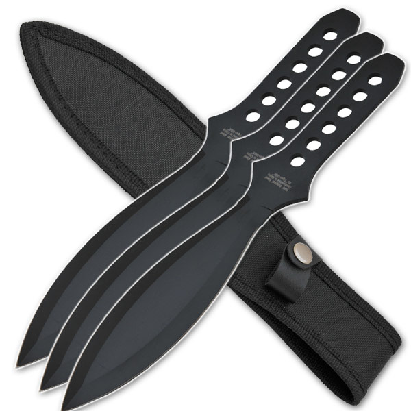 3 Piece Throwing knife set w/ Round blades -Black Z-1011-BK
