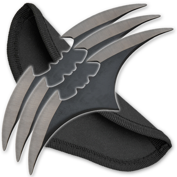 5.5 Inch Three Piece Two-Toned Bat Throwing Blades - Black Z-1014-3
