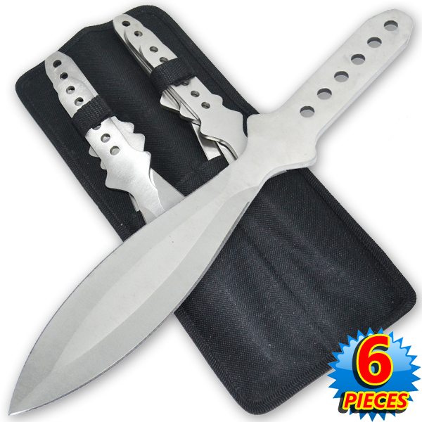 9 Inch 4.2 Oz Silver "Tiger Thrower" Throwing Knives (Set of 6) TK-40-9-6-SL