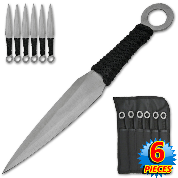 Naruto Kunai Anime 6-PC Throwing Knife Set -Silver TK-868-6-SL