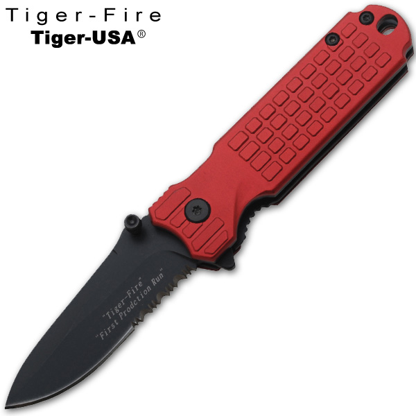 Tiger-Fire Spring Assisted Folding Knife, Red