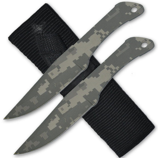 Tiger Thrower- Throwing Knives- Camo- Set of 2- 6 Inch- Comes with Sheath