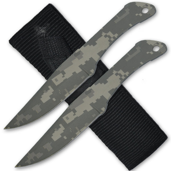 Tiger Thrower- Throwing Knives- Camo- Set of 2- 6 Inch- Comes with Sheath