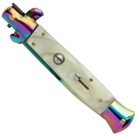 Titanium Pearl Switchblade Automatic Knife