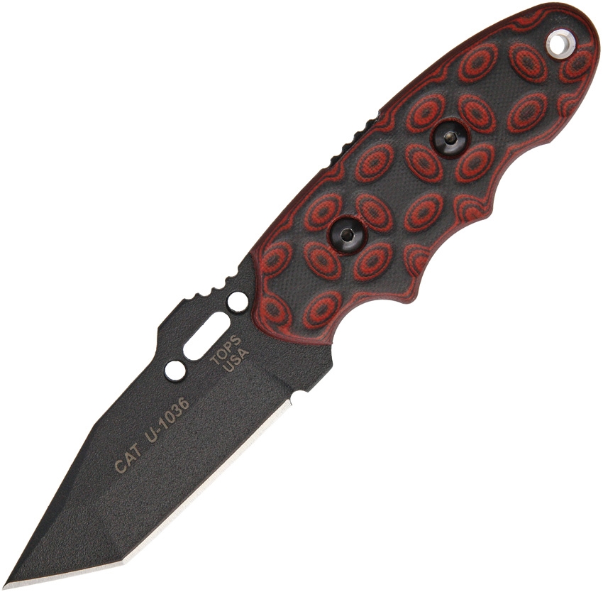 TOPS 203T02 C.A.T. Tanto Red and Black G10 Knife