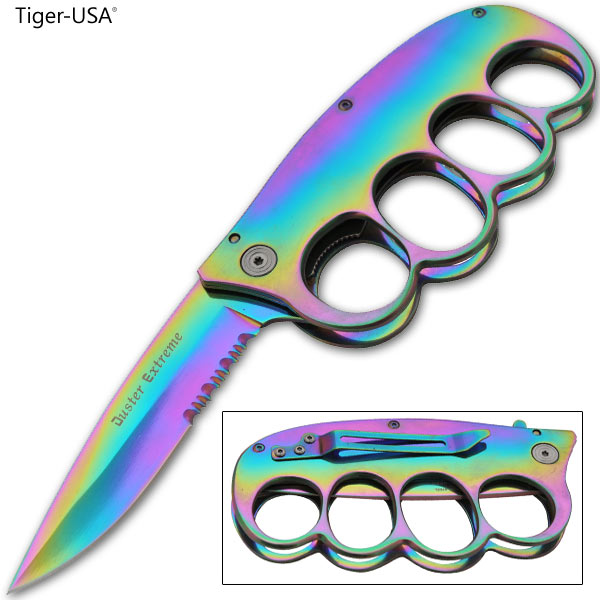 Trench Knuckle Knife Duster Extreme, Rainbow