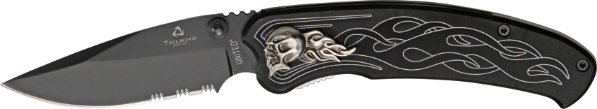 United Cutlery UC2690S Nova Skull Linerlock Black Knife 