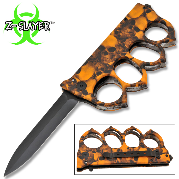 Z-Slayer Skull Undead Knuckle Knife, Orange