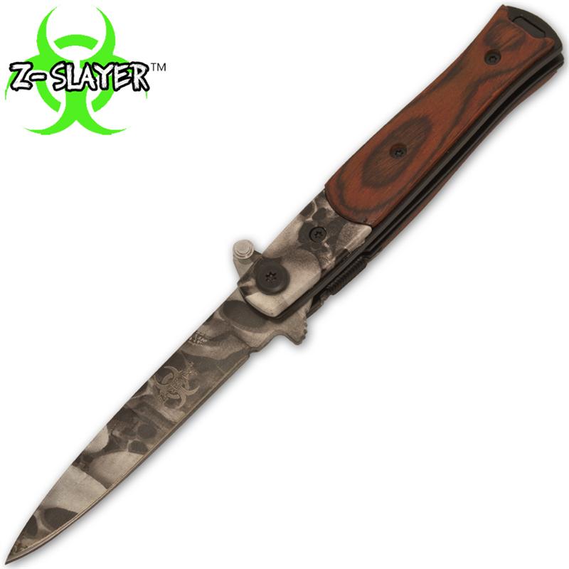 Z-Slayer Spring Assisted Knife With Skull Surgical Steel Blade