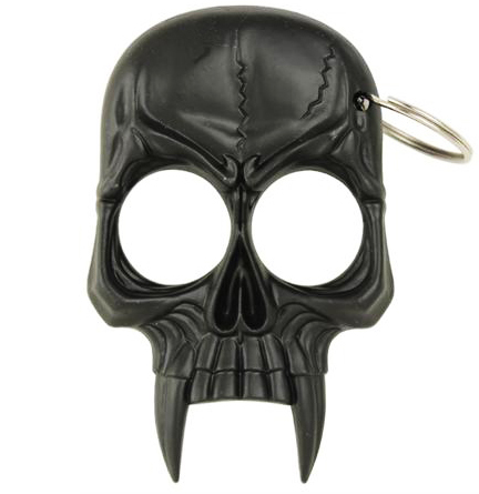 Zombie Skull 2-Finger Knuckle Keychain, Black