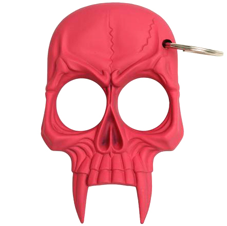 Zombie Skull 2-Finger Knuckle Keychain, Raspberry Pink
