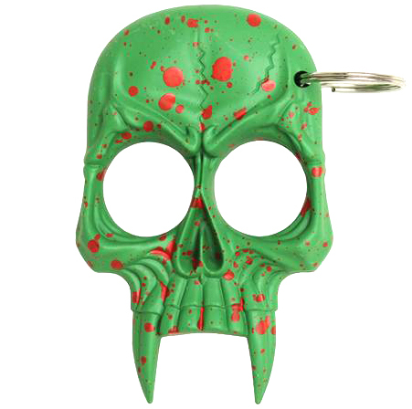 Zombie Skull 2-Finger Knuckle Keychain, Green
