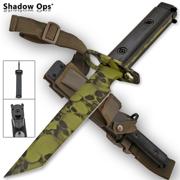 Heavy Duty Shadow Ops Bayonet Undead Skull Knife YF-01-GR