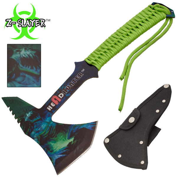 Z-Slayer Headhunter Tomahawk Throwing Axe With Green Paracord CLD204